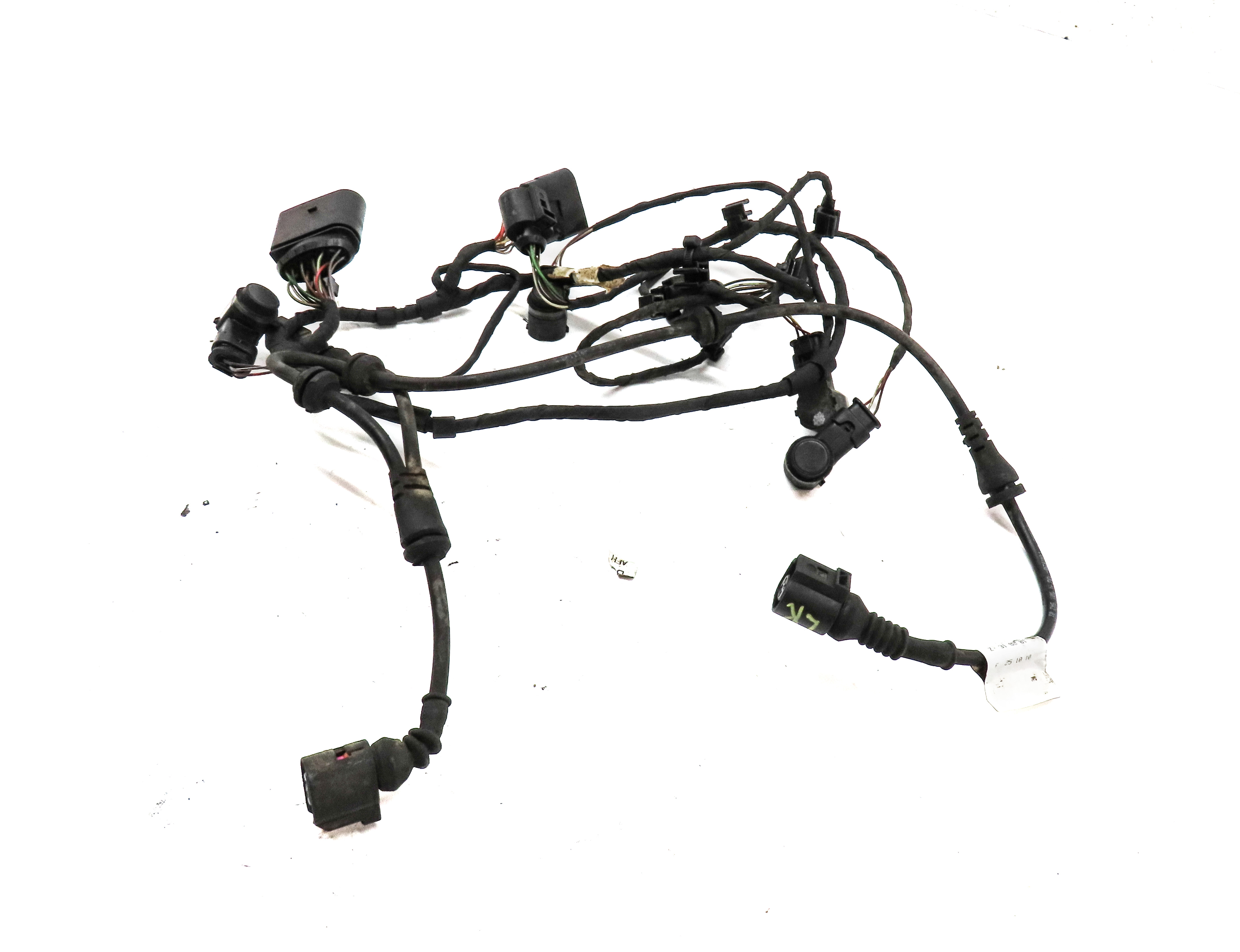 2011 AUDI Q7 (4L) REAR PARK ASSIST PDC SENSOR SET 4 (BLACK) w/ WIRE HARNESS — exact item pictured